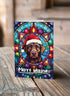 Labrador Chocolate in a Santa Hat Christmas Card